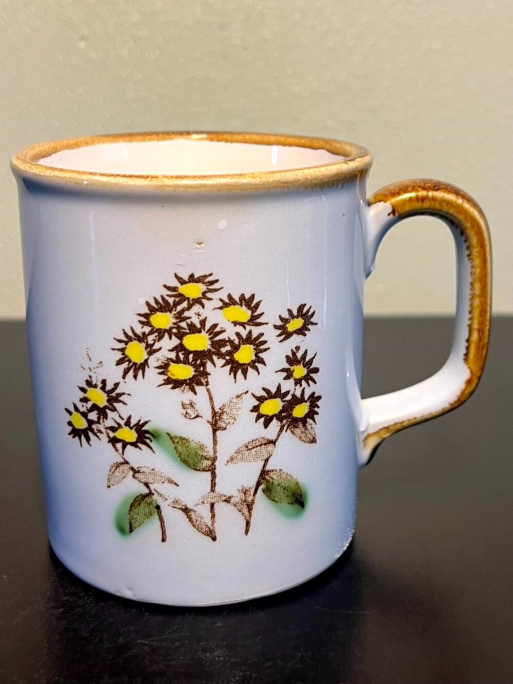 Vintage Boho Speckled Stoneware Floral Coffee Mug Cup Retro 70s Mid Century 10oz - Picture 3 of 10